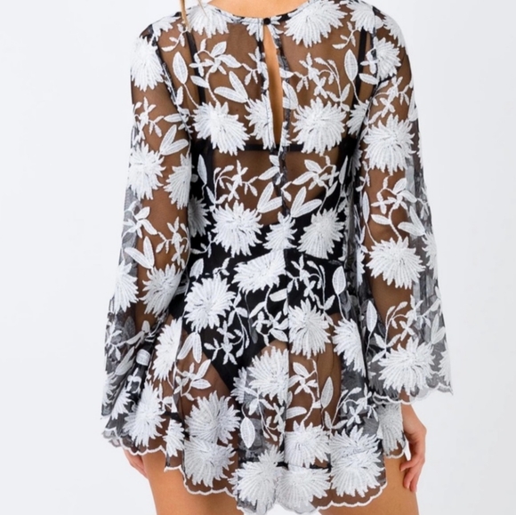 SOLD Princess Polly Indigo Skies Floral Lace Mini Dress Women's 12 Artsy Boho - Picture 7 of 11